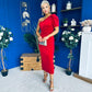 Nadia One Shoulder Velvet Occasion Dress Red