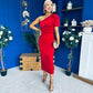 Nadia One Shoulder Velvet Occasion Dress Red