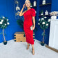 Nadia One Shoulder Velvet Occasion Dress Red