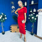 Nadia One Shoulder Velvet Occasion Dress Red