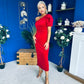 Nadia One Shoulder Velvet Occasion Dress Red