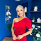 Nadia One Shoulder Velvet Occasion Dress Red