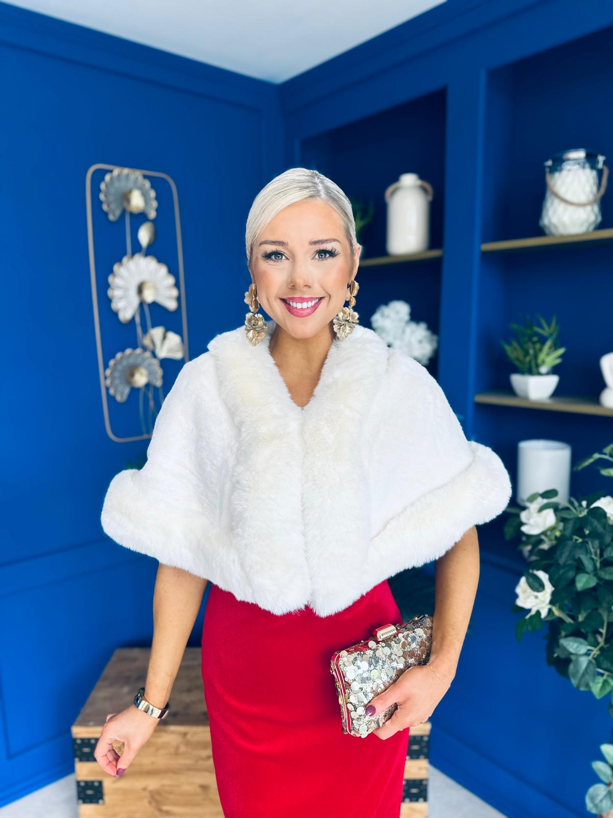 Trasa Faux Fur Shawl Cream
