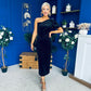 Nadia One Shoulder Velvet Occasion Dress Black