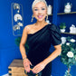 Nadia One Shoulder Velvet Occasion Dress Black