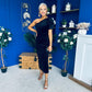 Nadia One Shoulder Velvet Occasion Dress Black
