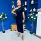 Nadia One Shoulder Velvet Occasion Dress Black