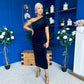 Nadia One Shoulder Velvet Occasion Dress Black