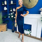 Nadia One Shoulder Velvet Occasion Dress Navy