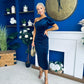 Nadia One Shoulder Velvet Occasion Dress Navy