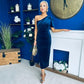Nadia One Shoulder Velvet Occasion Dress Navy