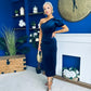 Nadia One Shoulder Velvet Occasion Dress Navy