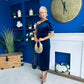 Nadia One Shoulder Velvet Occasion Dress Navy