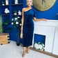 Nadia One Shoulder Velvet Occasion Dress Navy
