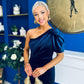 Nadia One Shoulder Velvet Occasion Dress Navy
