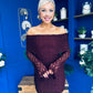 Thea Bardot Mini Dress Burgundy