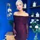 Thea Bardot Mini Dress Burgundy