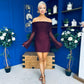 Thea Bardot Mini Dress Burgundy