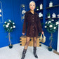 Opal Faux Velvet Mini Shirt Dress Coffee