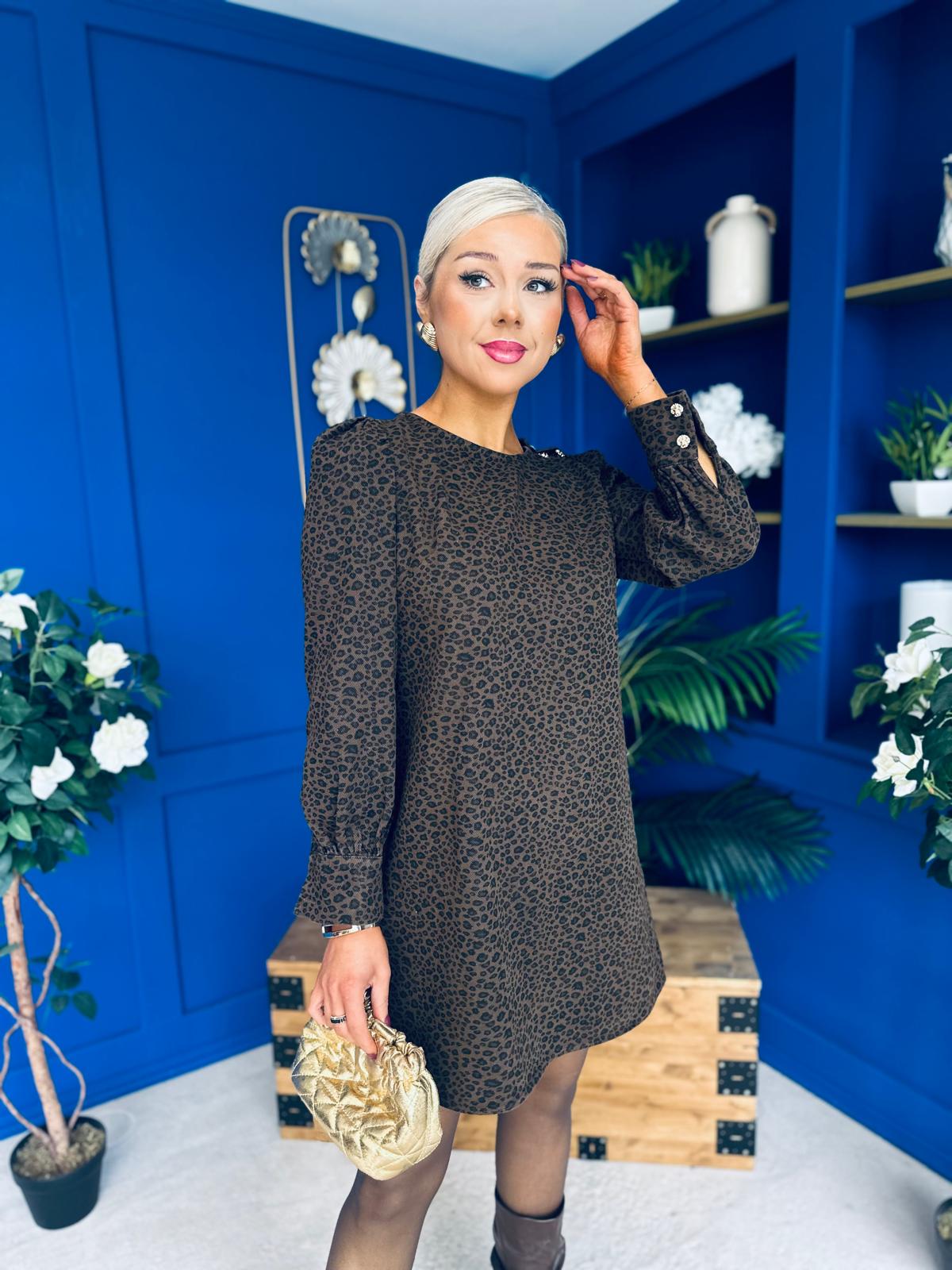 Georgia Leopard Cord Mini Shift Dress