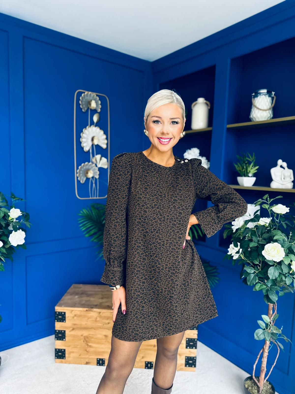 Georgia Leopard Cord Mini Shift Dress