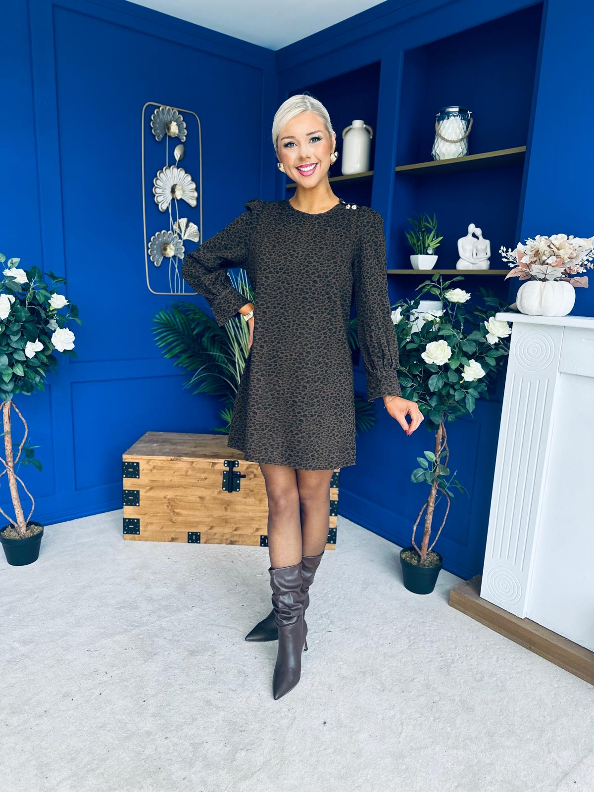 Georgia Leopard Cord Mini Shift Dress