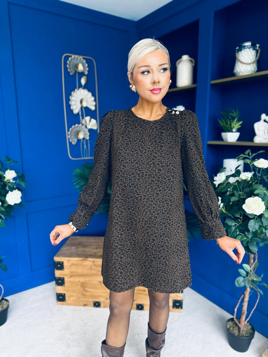 Georgia Leopard Cord Mini Shift Dress