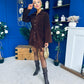 Opal Faux Velvet Mini Shirt Dress Coffee