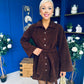 Opal Faux Velvet Mini Shirt Dress Coffee