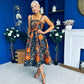Danni Bandeau Midi Dress Black Amber & Gold