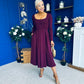 Evie Square Neck Long Sleeve Midi Dress Plum