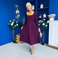 Evie Square Neck Long Sleeve Midi Dress Plum