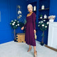 Evie Square Neck Long Sleeve Midi Dress Plum