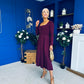 Evie Square Neck Long Sleeve Midi Dress Plum