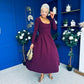 Evie Square Neck Long Sleeve Midi Dress Plum