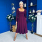 Evie Square Neck Long Sleeve Midi Dress Plum