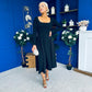 Evie Square Neck Long Sleeve Midi Dress Black
