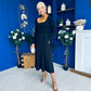 Evie Square Neck Long Sleeve Midi Dress Black