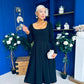 Evie Square Neck Long Sleeve Midi Dress Black
