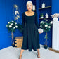 Evie Square Neck Long Sleeve Midi Dress Black