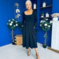 Evie Square Neck Long Sleeve Midi Dress Black