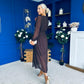 Sabrina Banded Midi Dress Polka Coffee