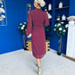 Kaya Print Midi Shirt Dress Polka Wine