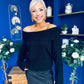 Tia Off Shoulder Knit Jumper Black