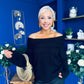 Tia Off Shoulder Knit Jumper Black