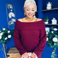 Tia Off Shoulder Knit Jumper Wine