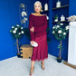 Jade Detailed Satin Midi Skirt Wine