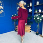 Tia Off Shoulder Knit Jumper Wine