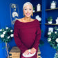 Tia Off Shoulder Knit Jumper Wine