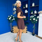 Ami Tulip Sleeve High Neck Mini Dress Chocolate